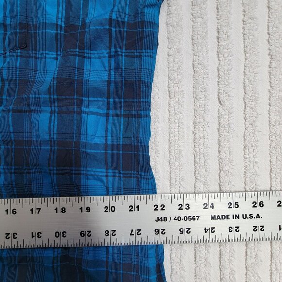 Bergans of Norway 7411 Leknes Lady Shirt Top Short Blue Plaid Sleeve Button Up - Picture 8 of 9